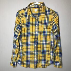 J. Crew Yellow and Blue Plaid Button Down Shirt